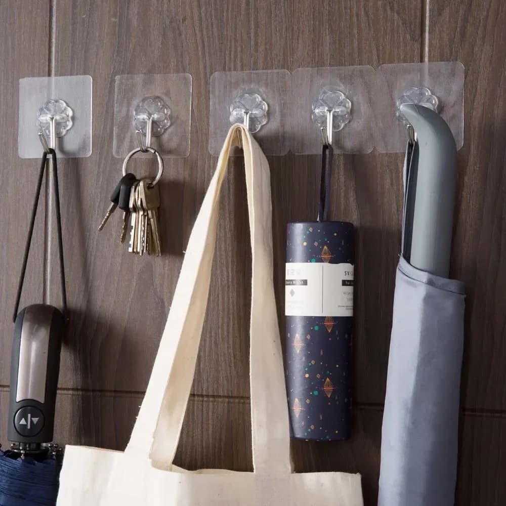 Forte supporto adesivo impermeabile con ventosa trasparente per cucina, bagno, ganci da parete, portachiavi