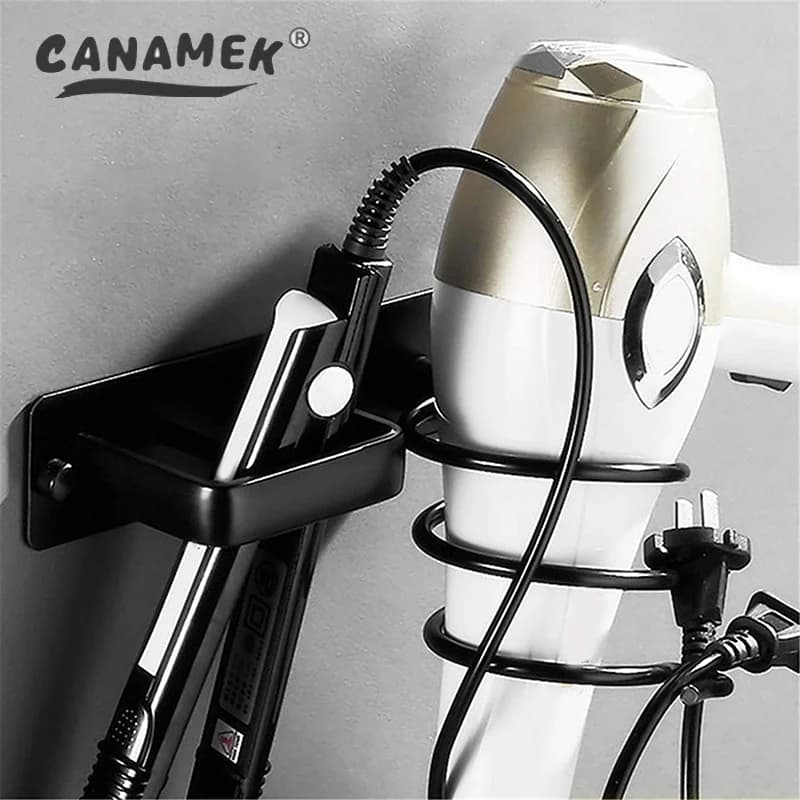 Porta asciugacapelli Organizzatore per rack Porta piastra per capelli Portaoggetti Accessori per riporre mensola da bagno montata a parete