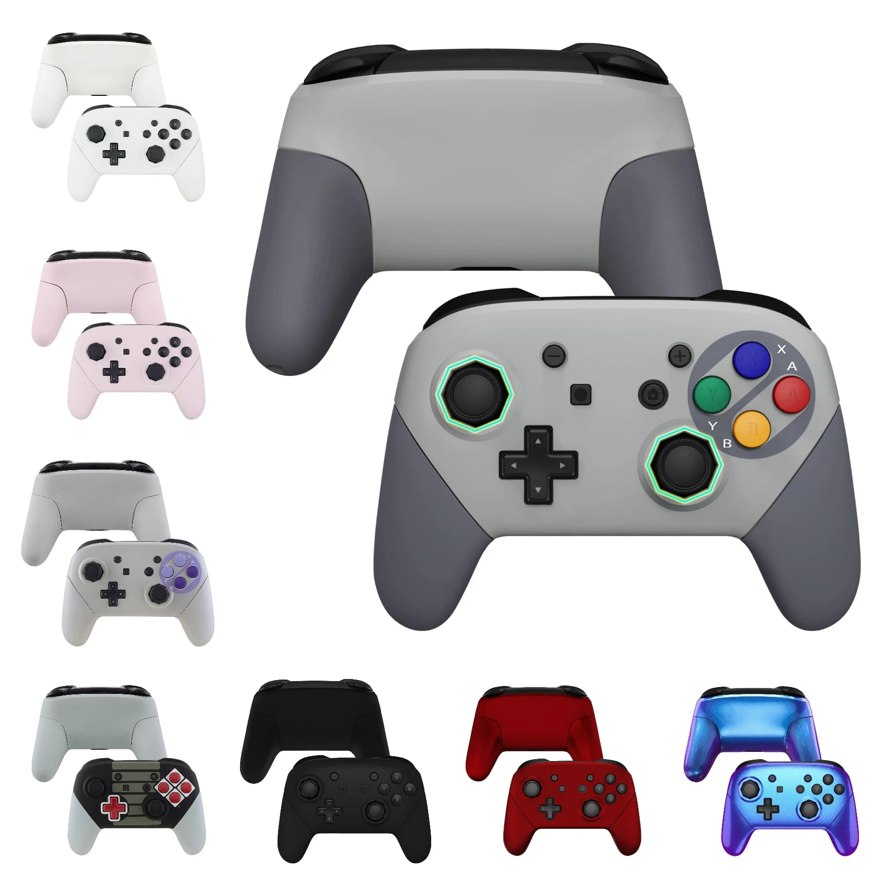 eXtremeRate Ottagonale Gated Sticks Design Guscio dell'alloggiamento con impugnatura fai-da-te, piastra frontale di ricambio per controller NS Switch Pro