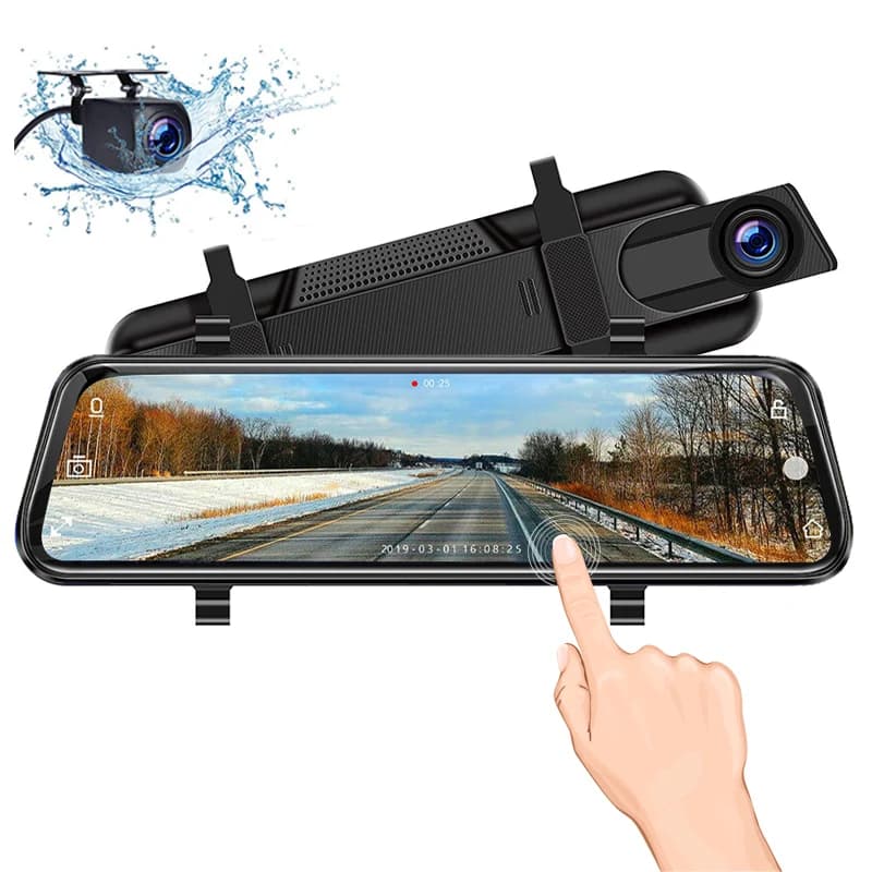 New Dashcam Touch Screen 10 Inch Car Box Black Double Lens Car Recorder 1080P Dash Cam Rearview Mirror Car Camera