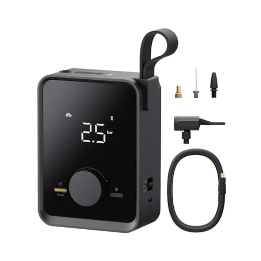 Gonfiatore per Pneumatici Portatile, Pompa Elettrica Professionale per Auto con Manometro Digitale 120PSI, Pompa per Pneumatici Senza Fili con Motore 12V
