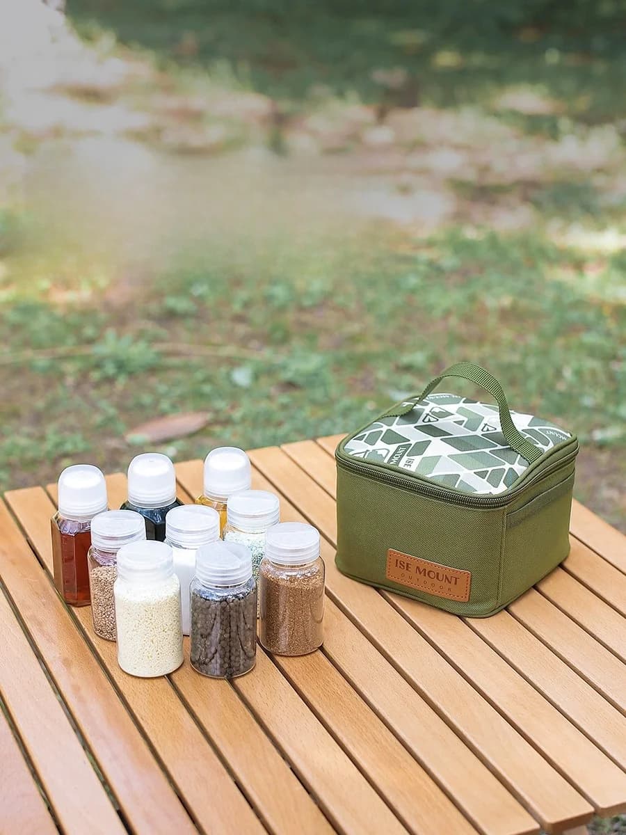 Outdoor Cam Picnic Seasoning Bottle Storage Bag Portable Liquid Seasoning Set Storage Box for Hiking Travel Cooking Utensils