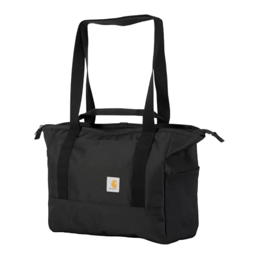 Borsa tote classica Carhartt con zip orizzontale per laptop, resistente, idrorepellente, in poliestere nero, imbottita, con scomparto per tablet da 17 pollici e re