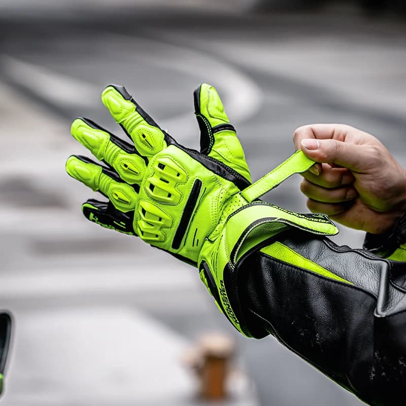 Guanti da Moto Impermeabili in Pelle con Certificazione CE, Guanti Lunghi Resistenti all'Abrasione con Protezione per Nocche e Polsi