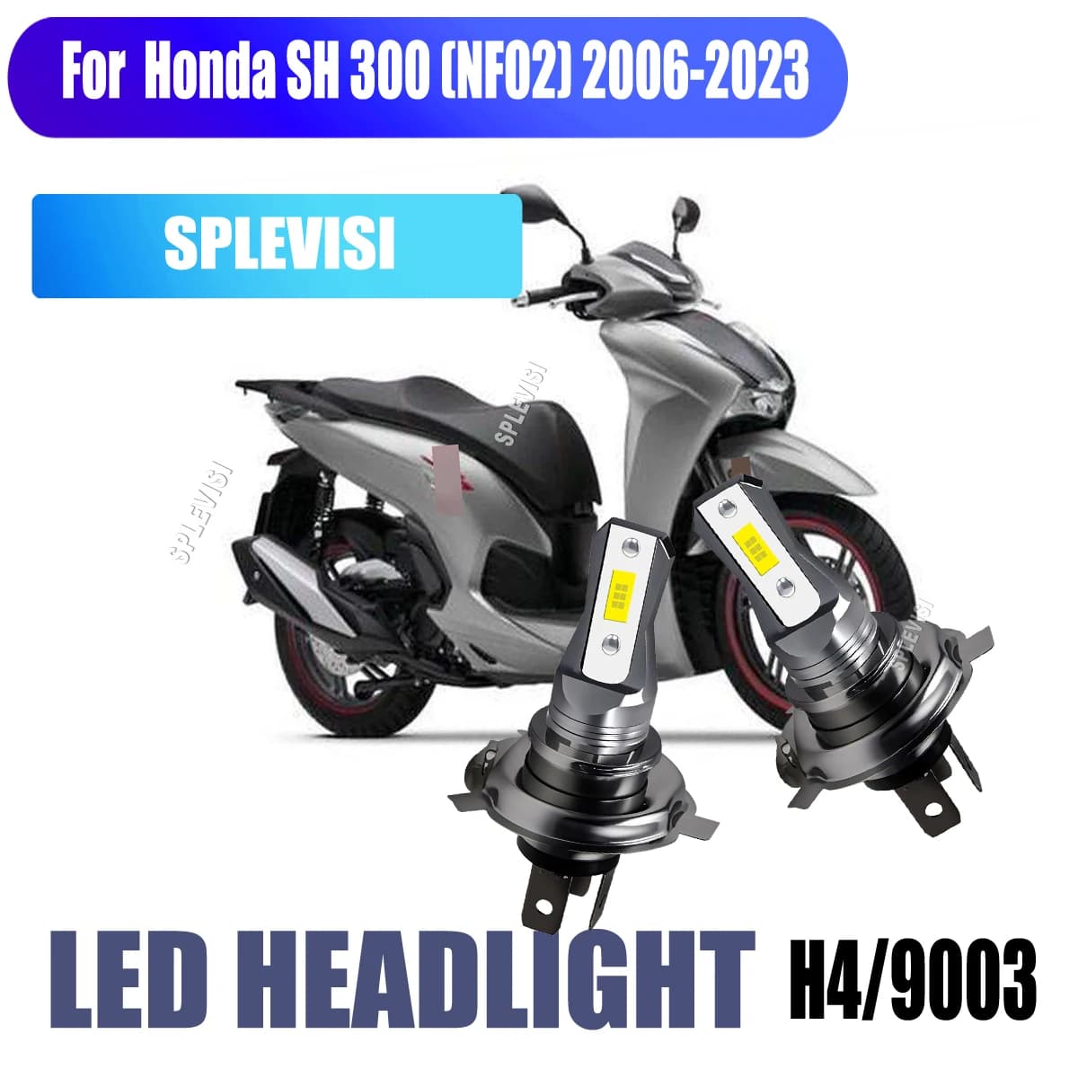 Lampadine per fari bianchi H4 9003 LED 45W - Guida fluida a prova di vibrazioni per Honda SH 300 (NF02) 2006 2007 2008 2009 2010-2023