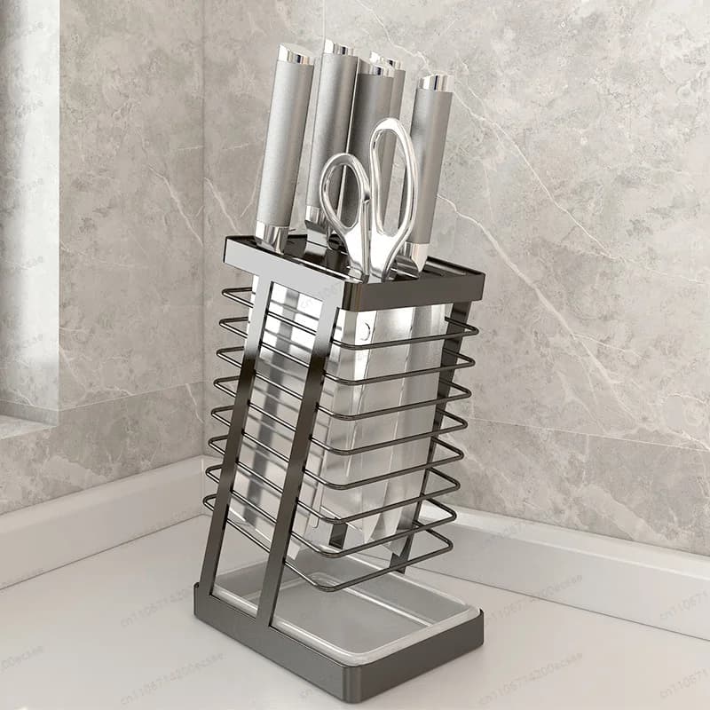 304 stainless steel kitchen knife holder, bench knife holder with drain for domestic use
