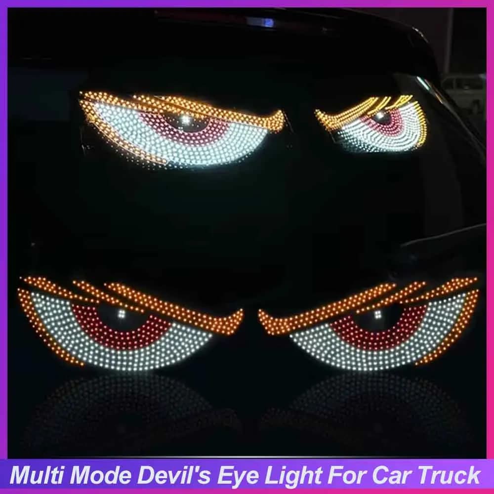2 pezzi Demon Eyes spia per auto faro indicatore di direzione a LED con lente per proiettore per parabrezza auto lampeggiante USB