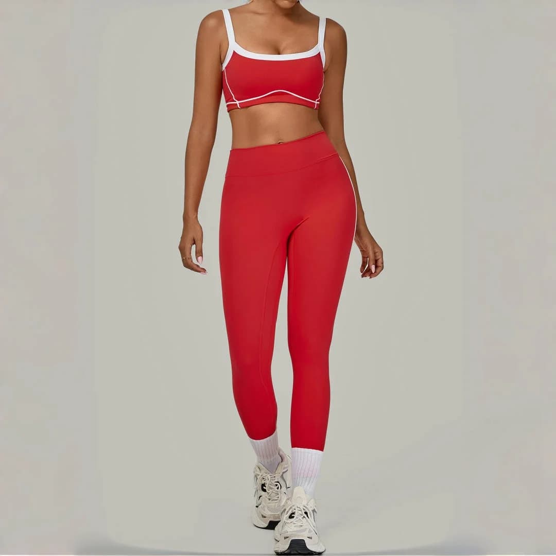 Set Yoga da Donna 2 Pezzi: Top Sportivo con Imbottitura Rimovibile e Leggings a Vita Alta Modellanti per Fitness, Corsa e Palestra
