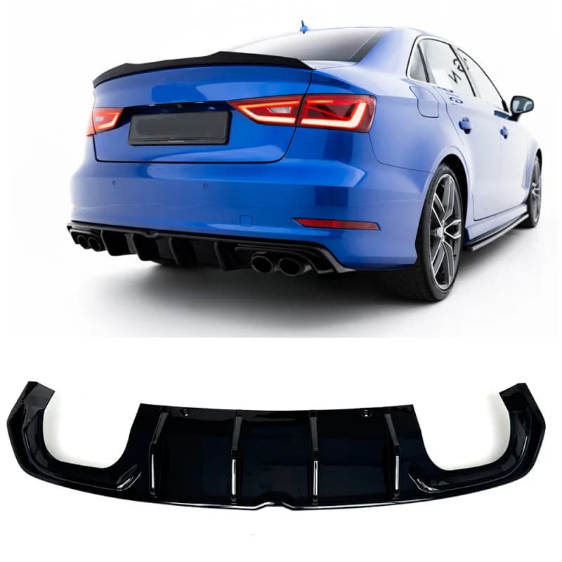 Custom ABS Gloss Black Rear Diffuser A3 S-Line S3 8V Sedan Pre-facelift 2013-2016 Sport Rear Bumper Body Kit