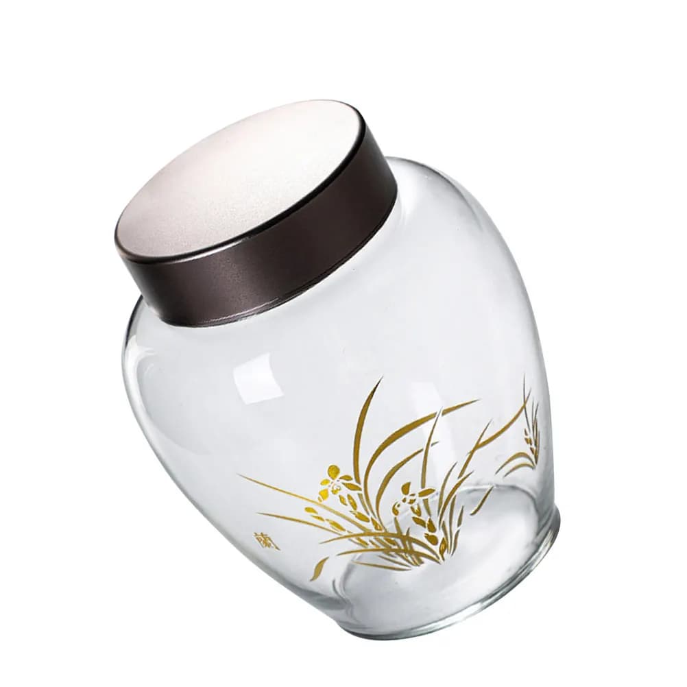 Glass Tea Jar Household Food Storage Can Alloy Lid Glass Sealing Container for Rice Sugar Flour Tea Coffee Spices Biscuit