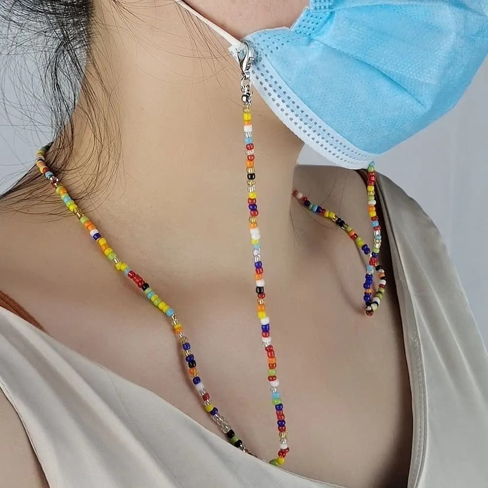 1 pezzo vintage con 2 fibbie in silicone con perline catena per occhiali accessori per occhiali cinturino per occhiali antiscivolo catena per occhiali donna uomo
