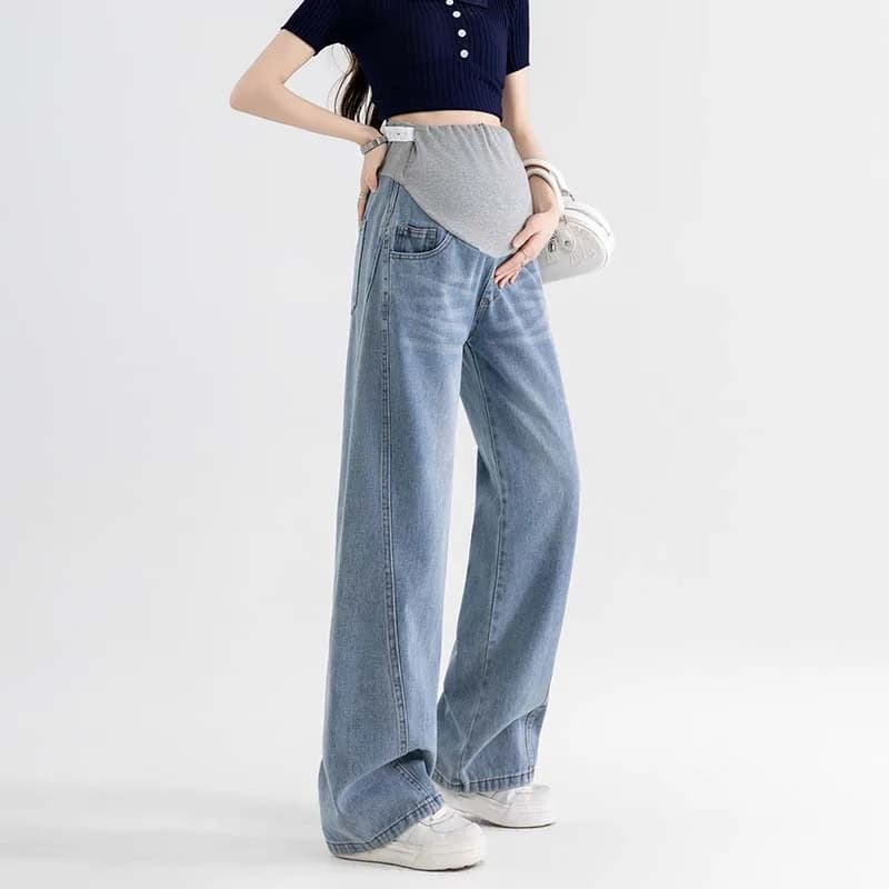Jeans Premaman con Supporto Regolabile per la Pancia, Pantaloni Larghi in Denim, Nuova Collezione Primavera 2026, Abbigliamento Casual per Gravidanza