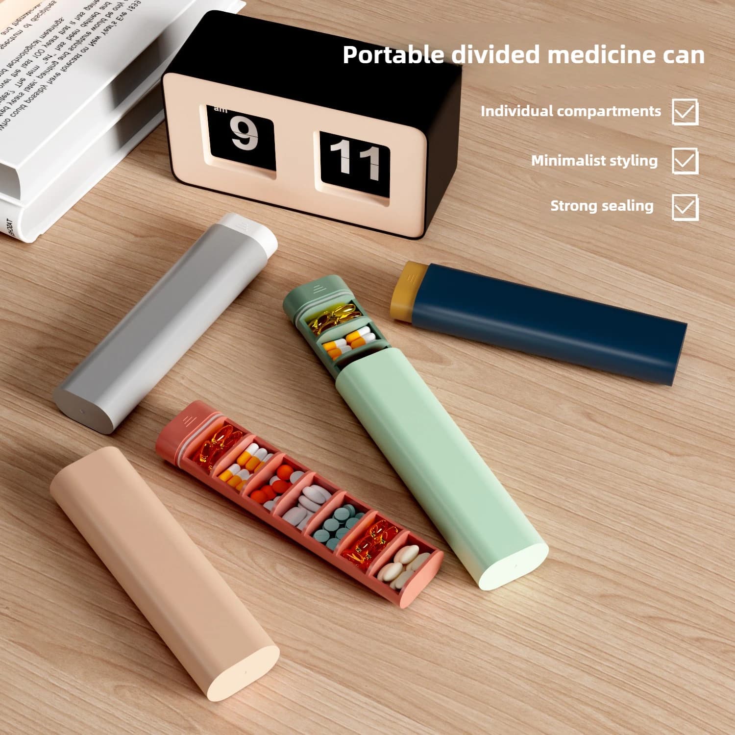 New Portable Weekly 7 Day Pill Box Organizer Daily Container Pill Cases for Medicines Vitamin Fish Oils or Supplements