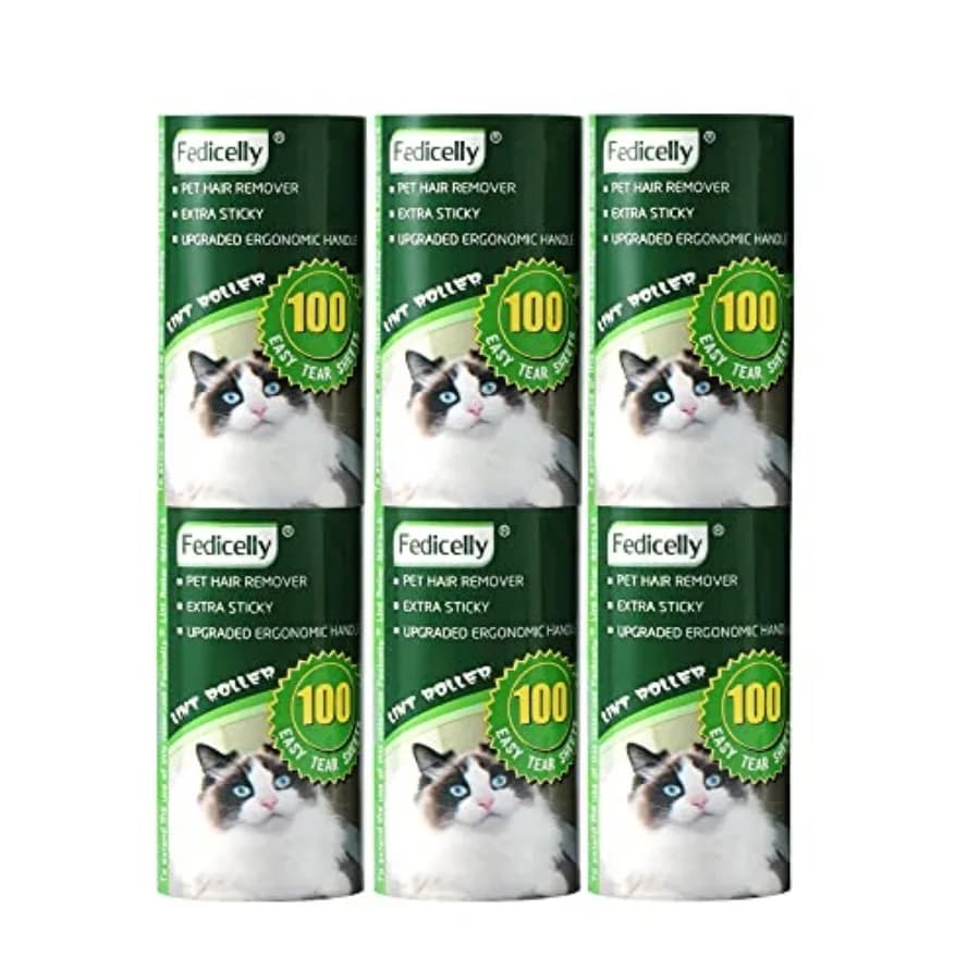 Lint Rollers Pet Hair Extra Sticky Refills, Mega Value Set 600 Sheets for Cat and Dog Hair Removal, 100 Sheets Per Roller Pack