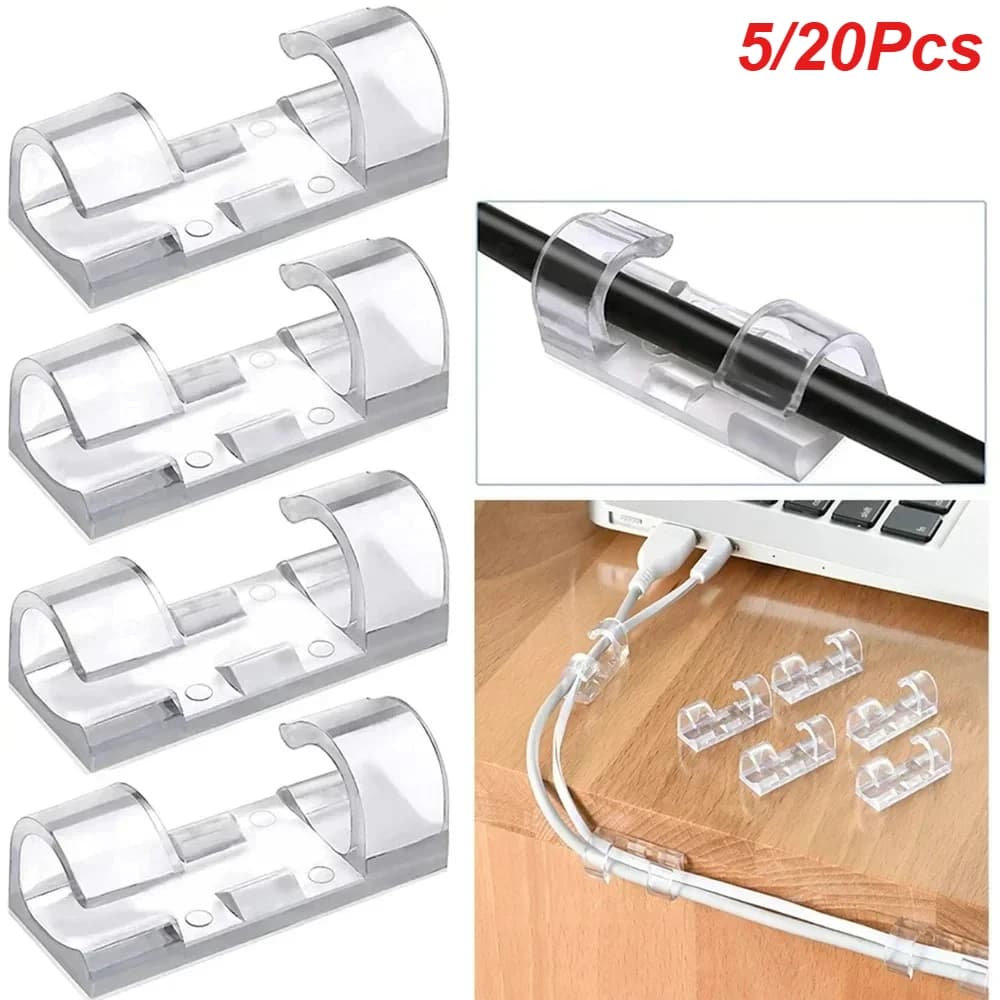 5/20 pz Desktop Tidy Gestione Pinze Gestione dei cavi Clip di Protezione del Cavo Avvolgitore Autoadesivo Per Mouse Auricolare Filo di Stoccaggio