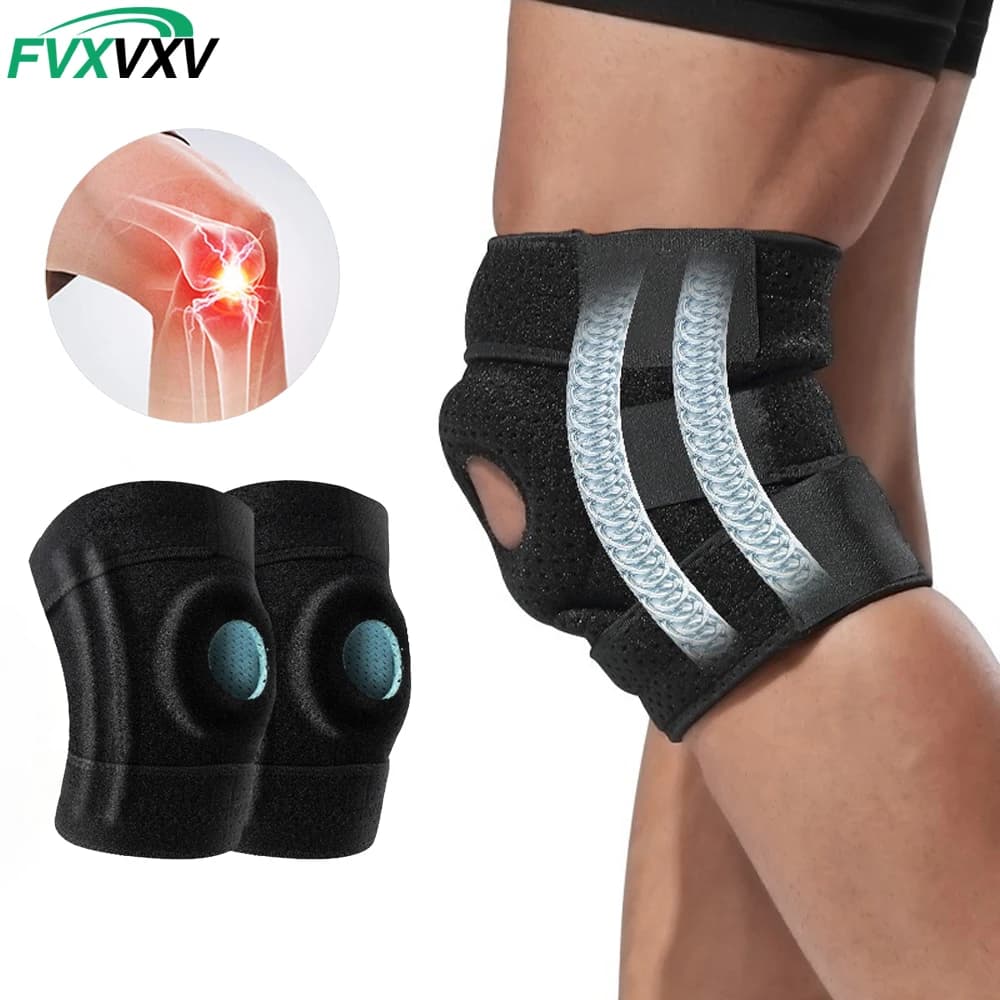 2 Pezzi Supporto per Ginocchio Plus Size per Uomini e Donne - Supporto per Ginocchio Aperto sul Retro con Stabilizzatori Laterali e Supporto per Rotula per Lesioni al Menisco, Artrite
