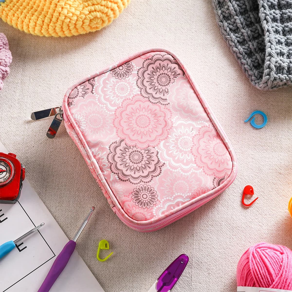 Nuovo kit per maglieria vuoto Custodia per organizer Borsa per ferri da maglia Borsa per riporre aghi Forbici Strumento per cucire Accessori Kit Borsa regalo