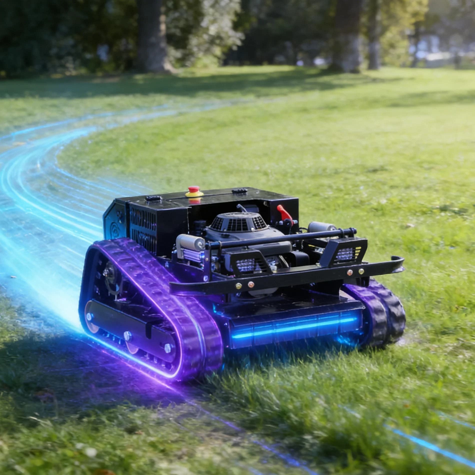 Tagliaerba robotizzato semovente telecomandato personalizzato per pendii, rasaerba robotizzato per la rimozione delle erbacce in montagna, tagliaerba a flagelli
