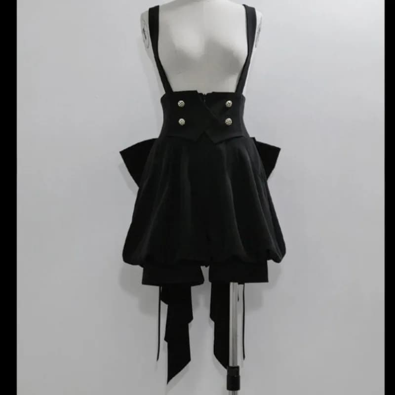 Set of 2 Pieces Japanese Subcultural Gothic Style Lolita Y2k, White Shirt + Black Shorts, Complete Casual Female Retro, Korean Outfit