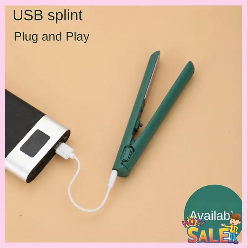 A88X 2 in 1 bigodino per capelli a doppio scopo, mini piastra per capelli, ferro arricciacapelli da viaggio, mini bigodino per capelli USB portatile
