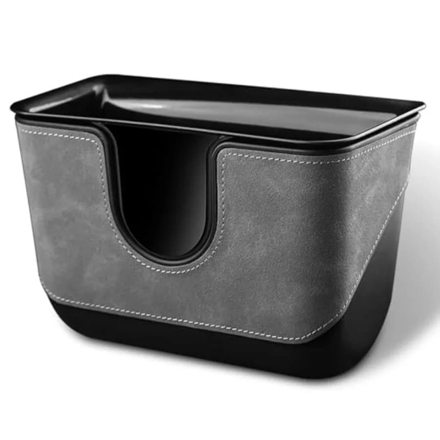 Small Car Trash Can with Double-Layer Design, Leakproof Hanging Car Trash Bin with Large Capacity Elastic Back Clip, Multi-Purp
