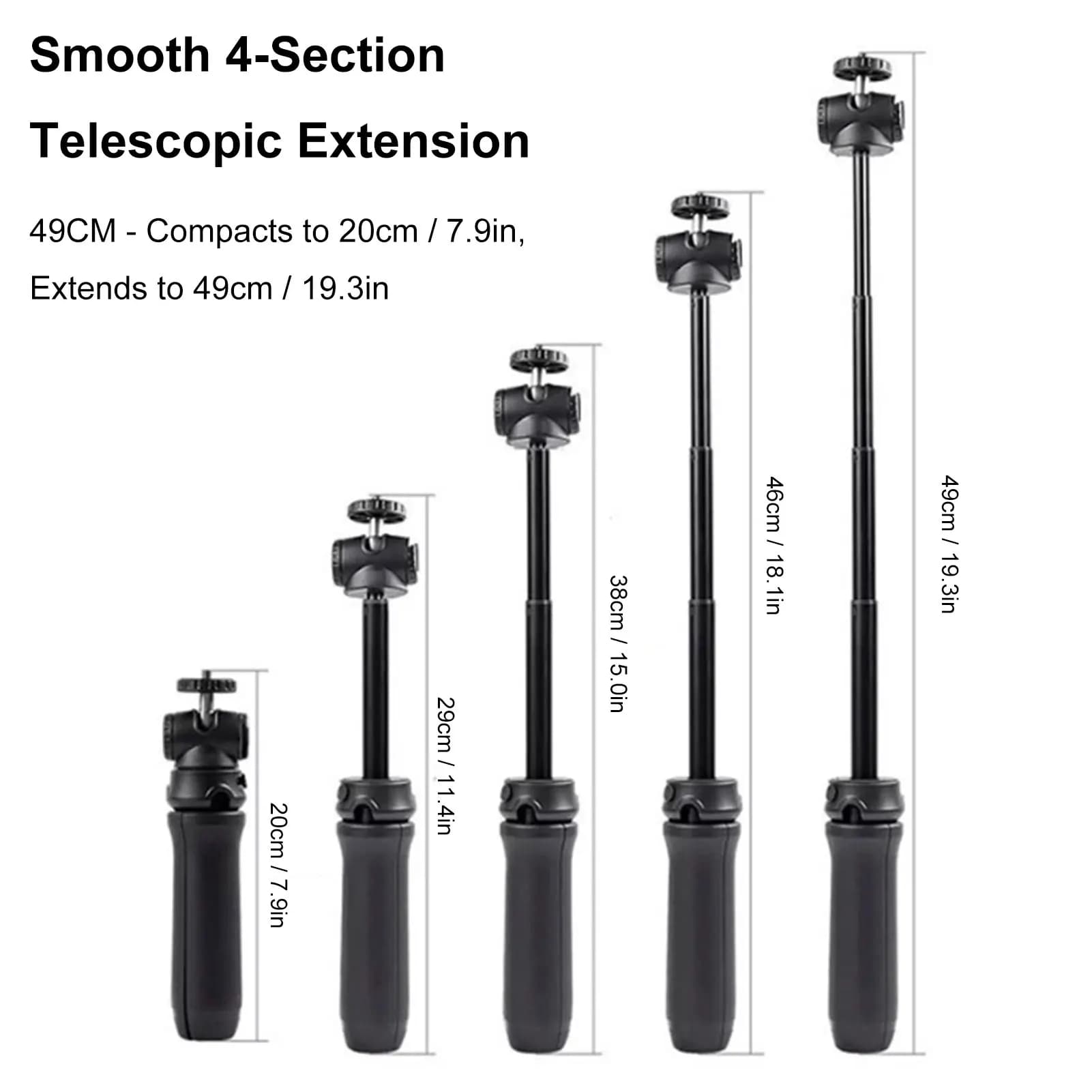 Treppiede per fotocamera pieghevole estensibile Selfie stick con testa a sfera da 360 gradi con supporto magnetico per fotocamera per Insta360 Ace Pro/Ace Pro 2