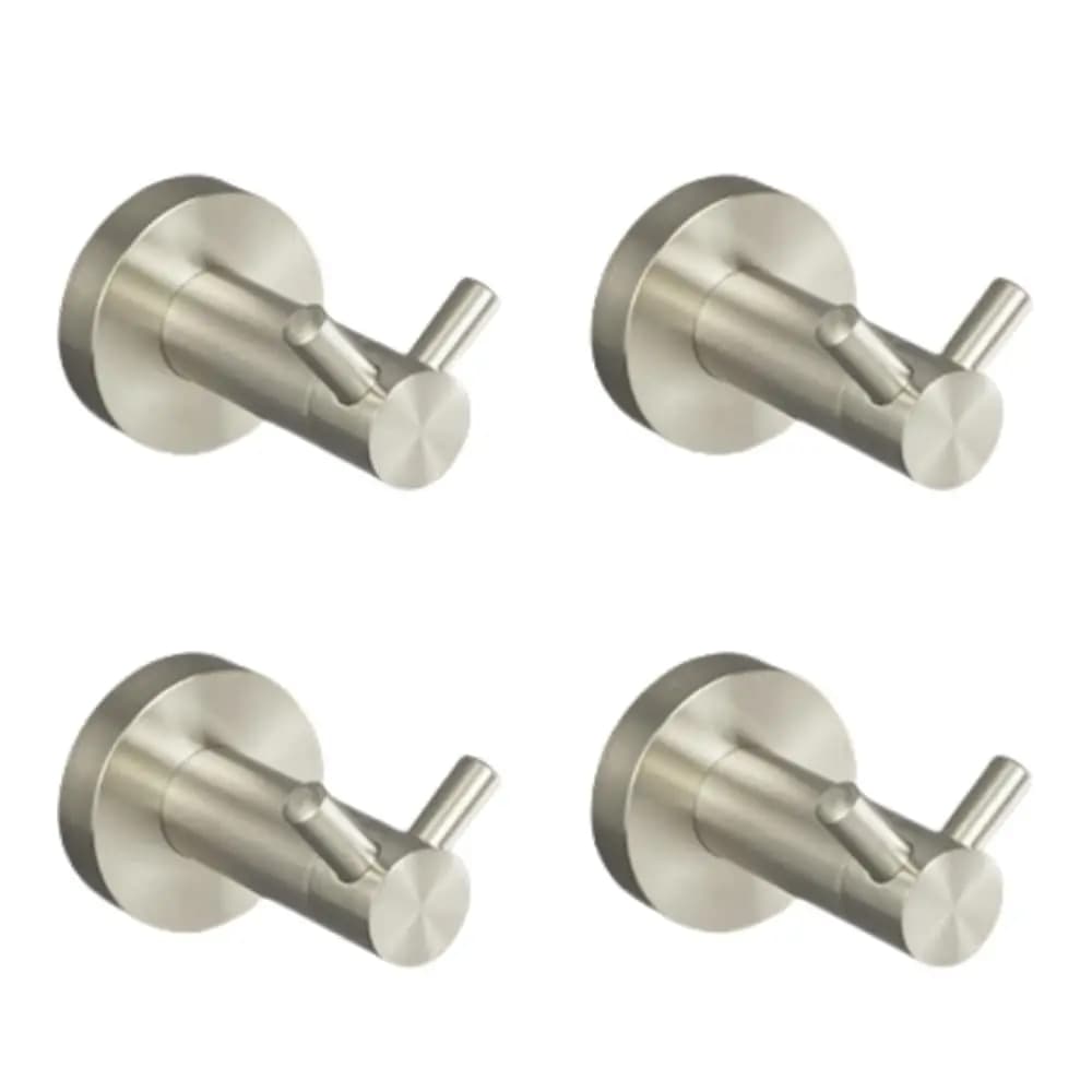 Set di Accessori da Bagno in Acciaio Inox Nichel Spazzolato da Parete, 4 Pezzi: Portasciugamani, Anello Porta Asciugamano, Porta Carta Igienica, Gancio Porta Accappatoio, Doppio Gancio, Personalizzabile