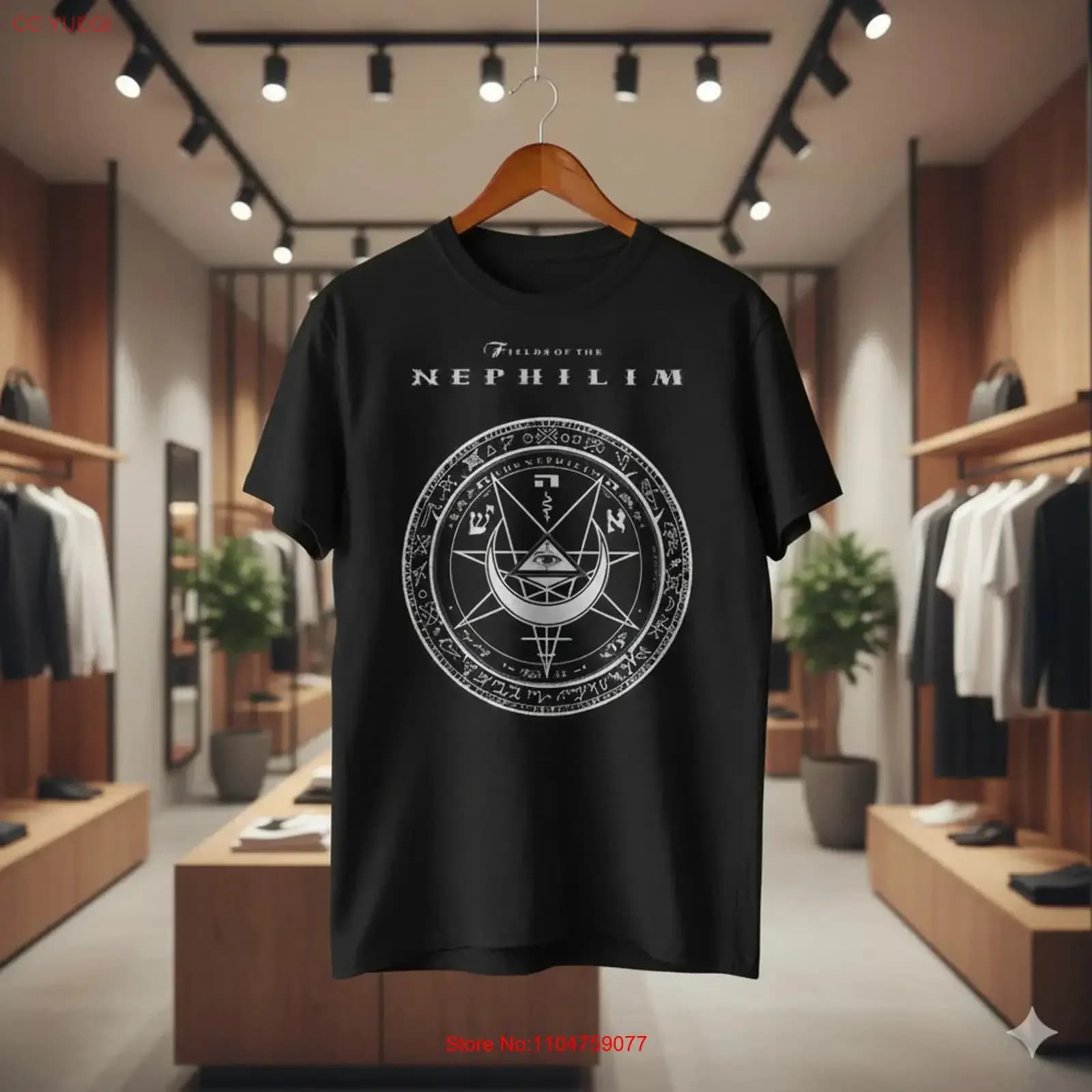 T-shirt con Sigillo Occulto, Simbolo Gotico Scuro T585, Vintage, Effetto Lavato, Traspirante, Grafica Leggermente Maschile, Abbigliamento Designer Elegante