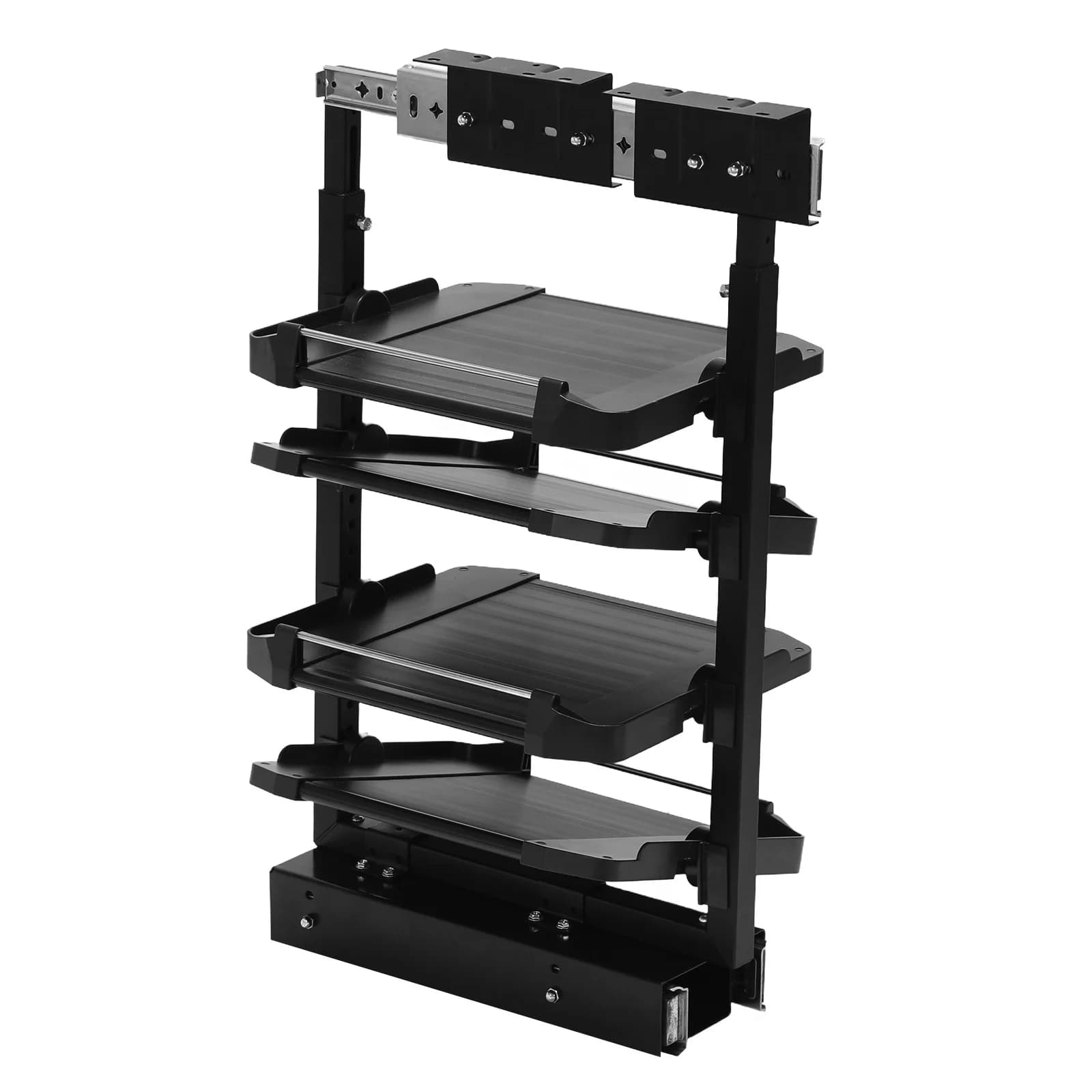 Vertical Organizer with 4 removable shelves, Height Adjustable, Metal Retractable Shoe Holder Stackable for Wardrobe and Shoe