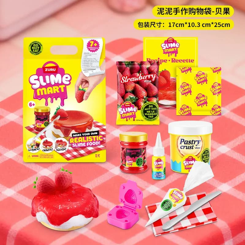 Set Carrello Fai-da-Te Zuru con Slime Antistress a Forma di Pizza, Hamburger e Ciambella, Regalo Kawaii per Appassionati