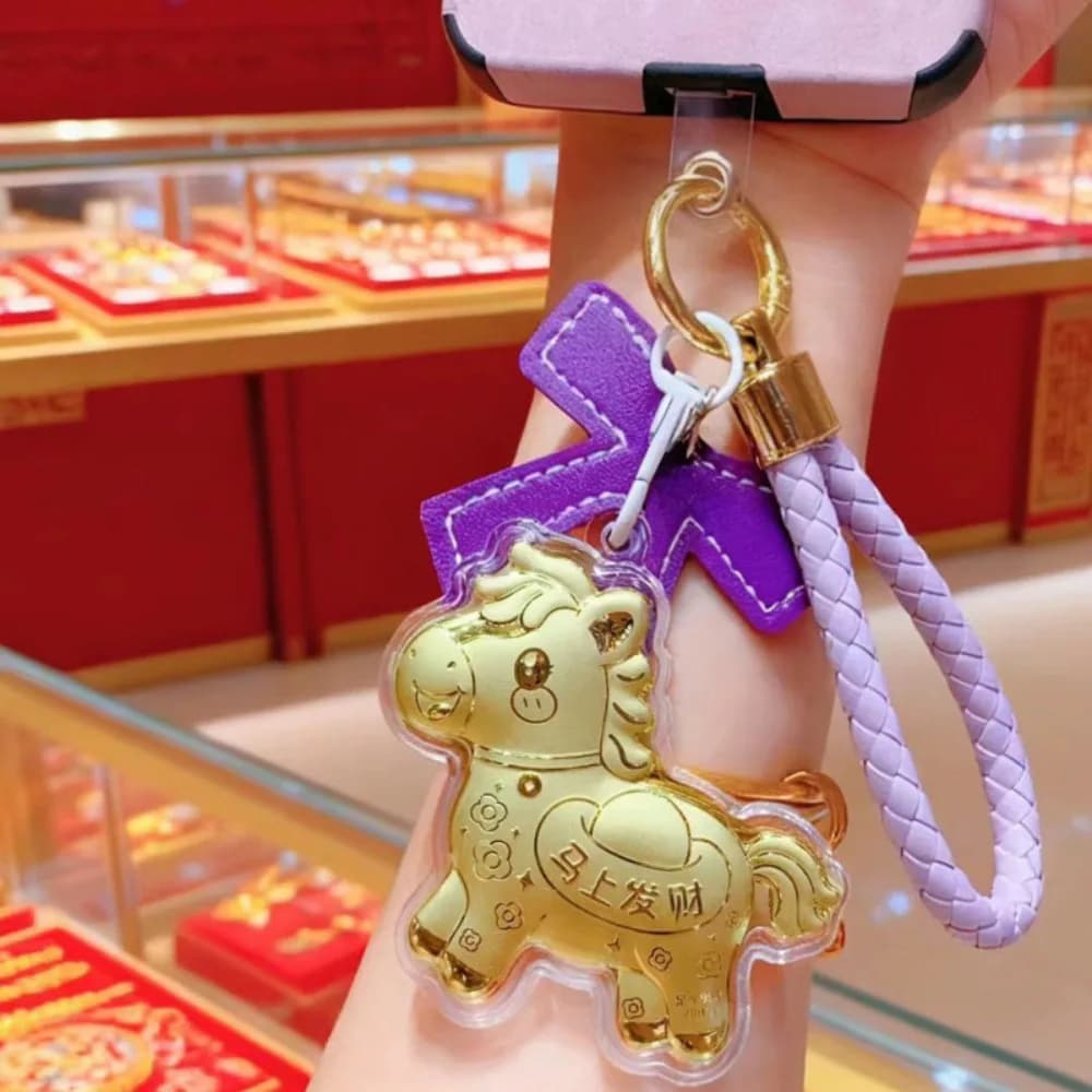 Keychain Good luck Horse New Style Chinese with Bow, New Year's Zodiacal Pendant, Fashion Gift