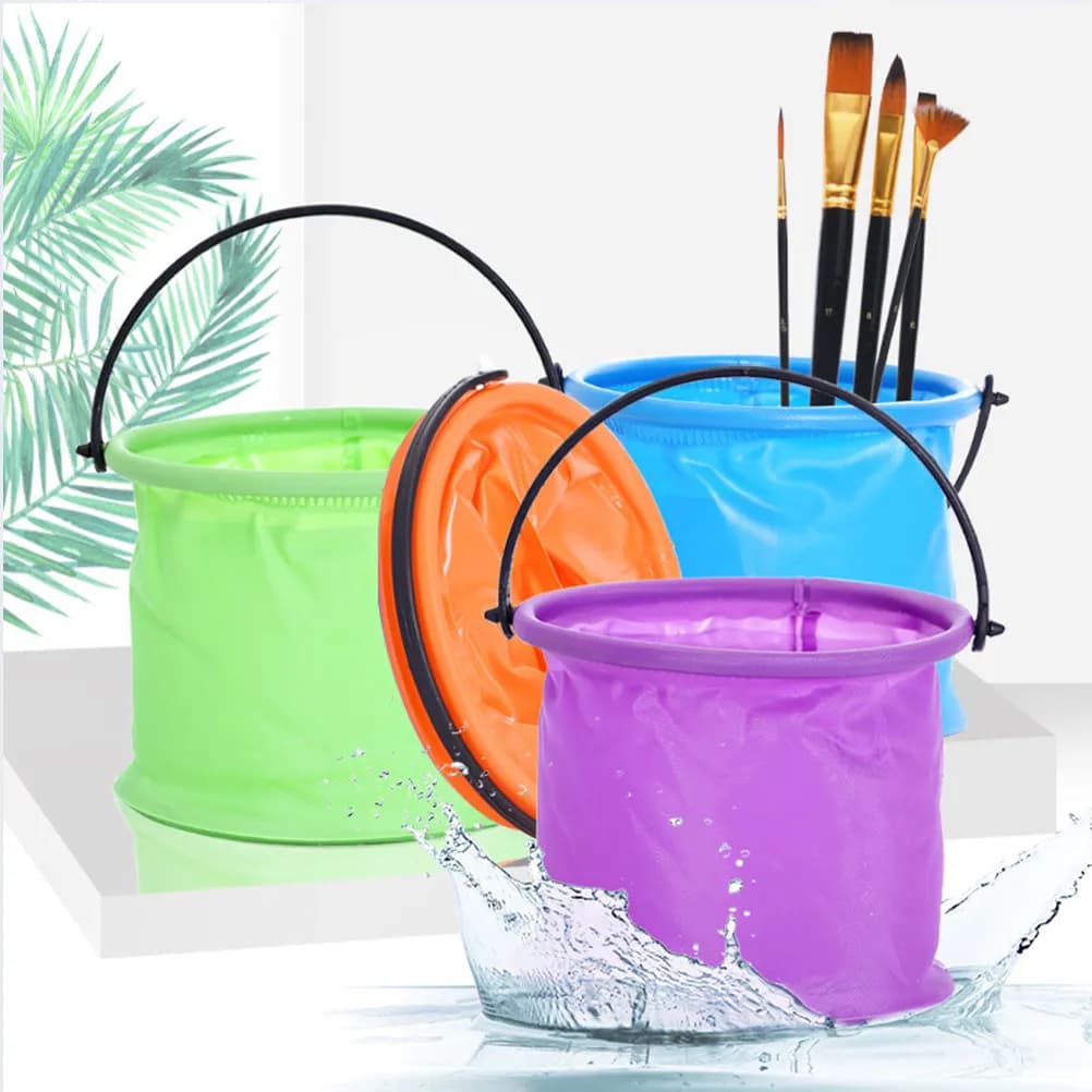 Set di 4 Secchi Pieghevoli Portatili in Plastica per Lavaggio, Pulizia, Pesca e Conservazione dell'Acqua per Uso Interno ed Esterno