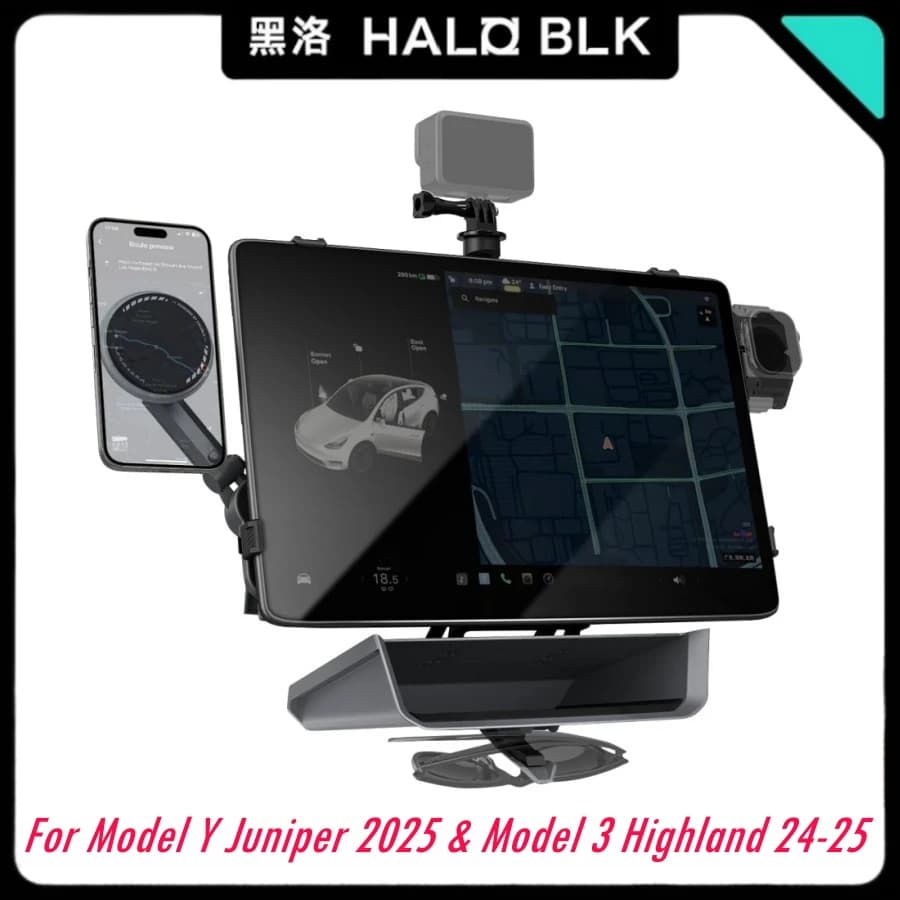 HALOBLK HaloStation Kit di espansione schermo versatile progettato per Tesla Model Y Juniper 2025 e Model 3 Highland 24-25