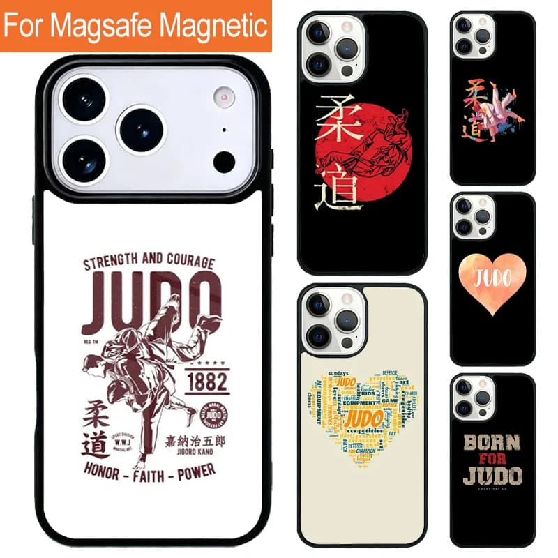 Custodia Magnetica Wireless per iPhone 17 Pro 16 15 13 12 11 Pro Max Air 14 Plus con MagSafe, Tema Arti Marziali Giapponesi Judo