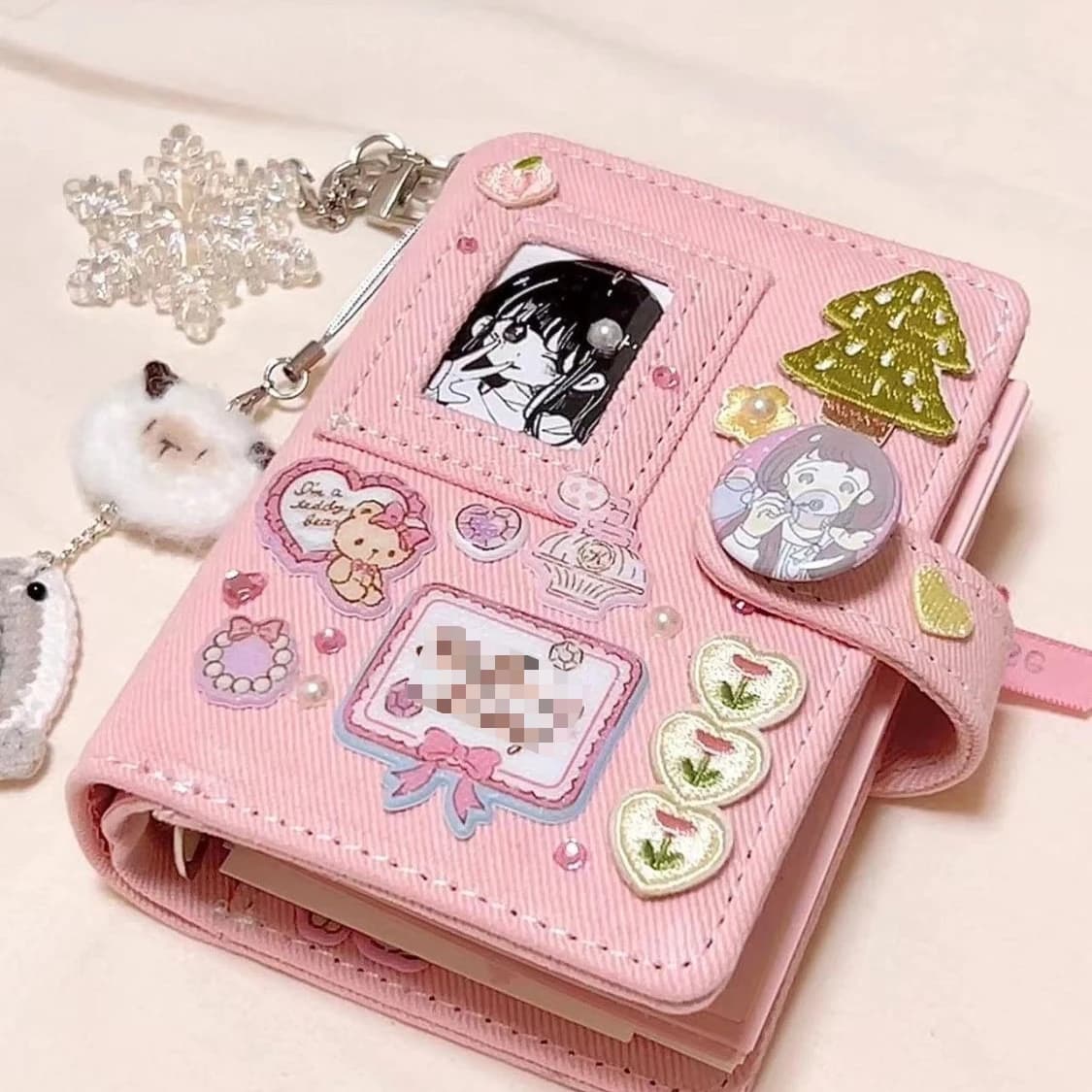 Quaderno Mini M5 in Denim con Tasca Trasparente, Diario Estetico Portatile, Raccoglitore Fai-da-te per Decorazioni, Scrapbooking, Agenda Giornaliera