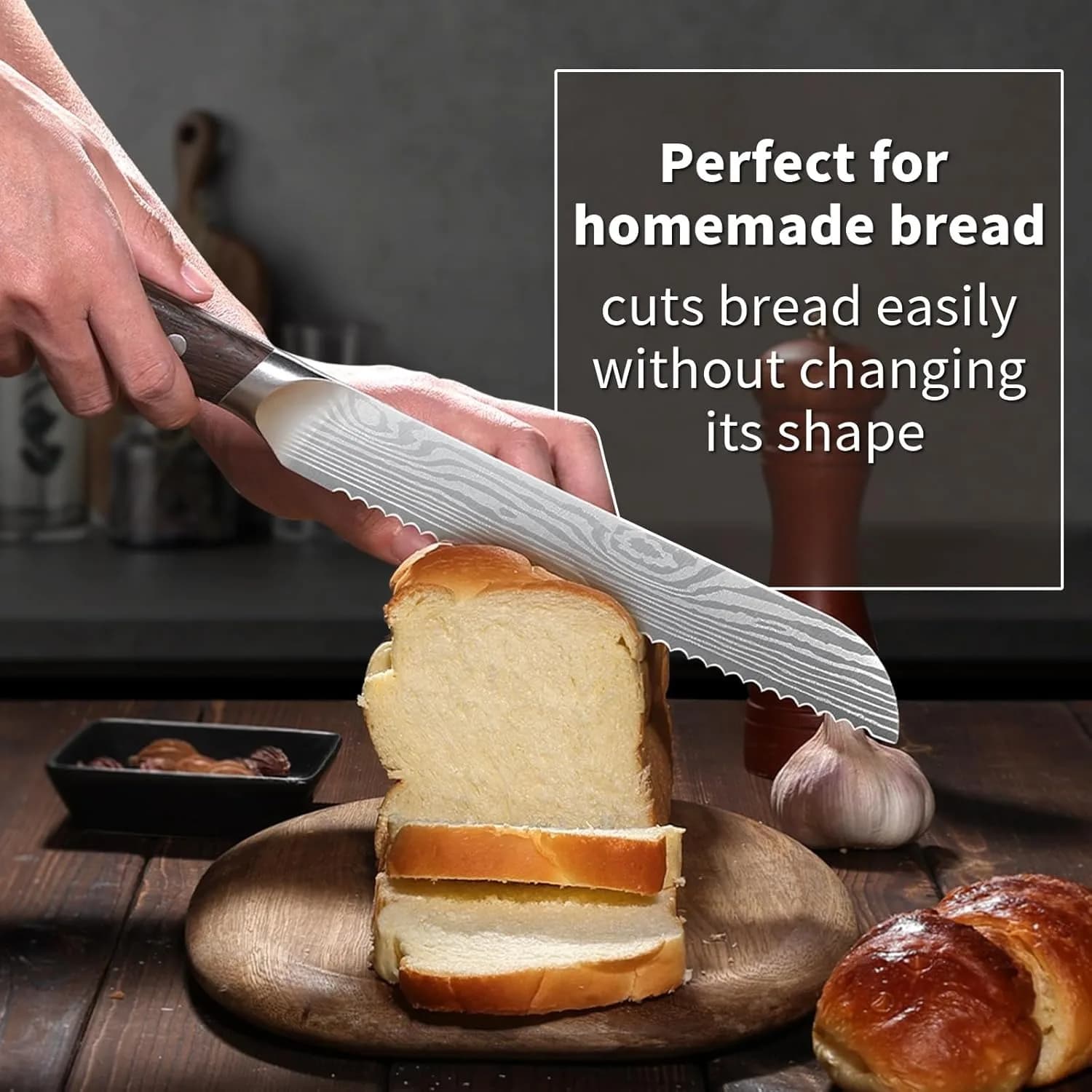 Coltello per pane in acciaio inossidabile, coltello seghettato, coltello speciale per torta sandwich toast, utensile da cucina e per la cottura domestica