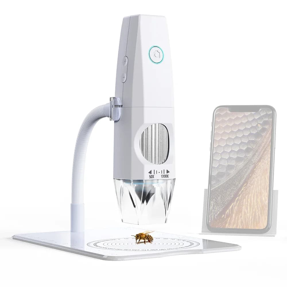 Microscopio Digitale WiFi 1000X 2MP 1080P con Connessione Type-C per Telefono e PC, Scatto Foto e Video, 8 Luci LED, Microscopio Elettronico Portatile