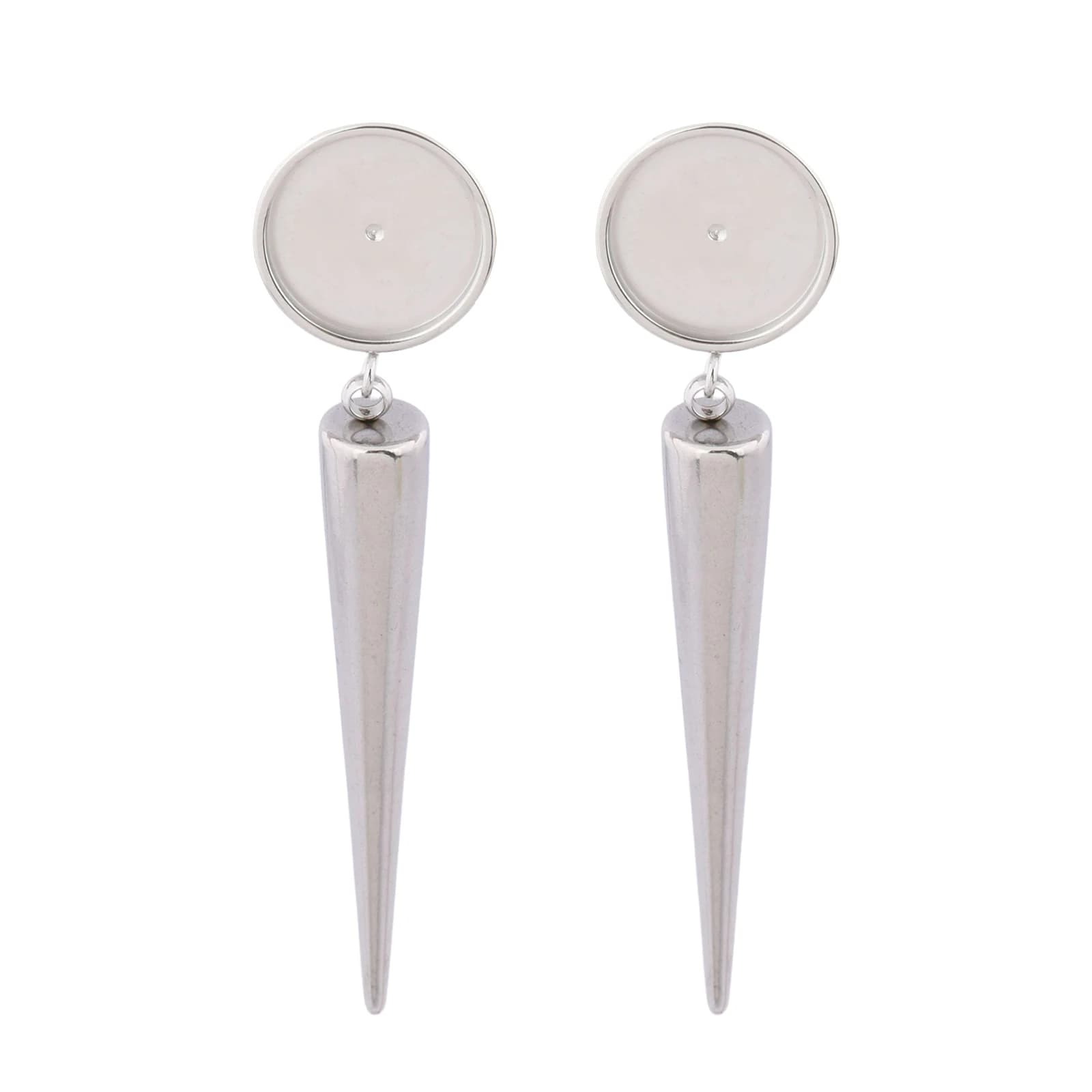 6 pz. Base per Orecchini a Perno in Acciaio Inossidabile per Cabochon da 12mm con Ciondoli a Goccia, Componenti Fai da Te per Orecchini