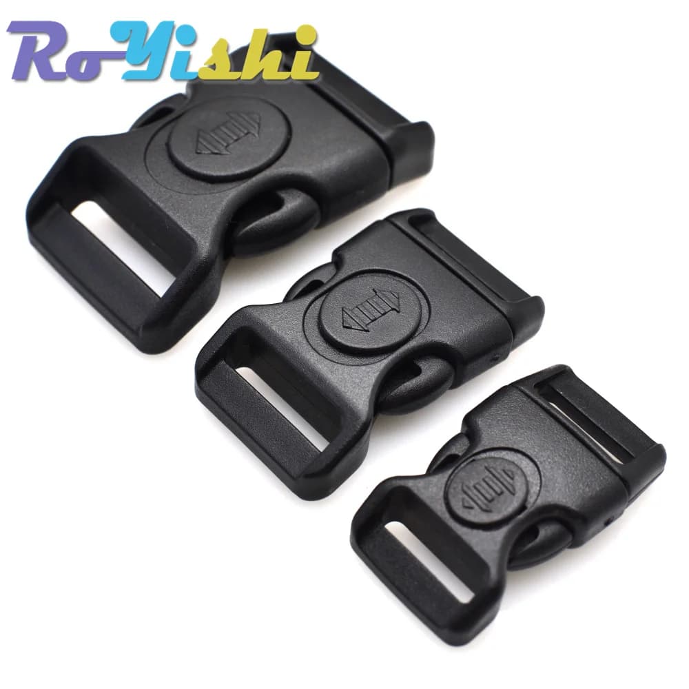 10/30 Pz/pacco 15-25mm Plastica Nera Curva Fibbie A Rilascio Laterale Con Blocco per Paracord Bracciale Borsa e Custodia Accessorio