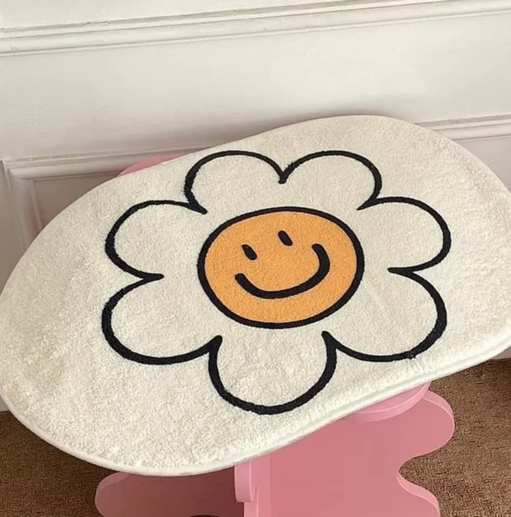 VIKAMA Tappeto con motivo floreale semplice, comodo e caldo, tappetino da comodino per camera da letto, tappetino per ingresso, decorazione per la casa