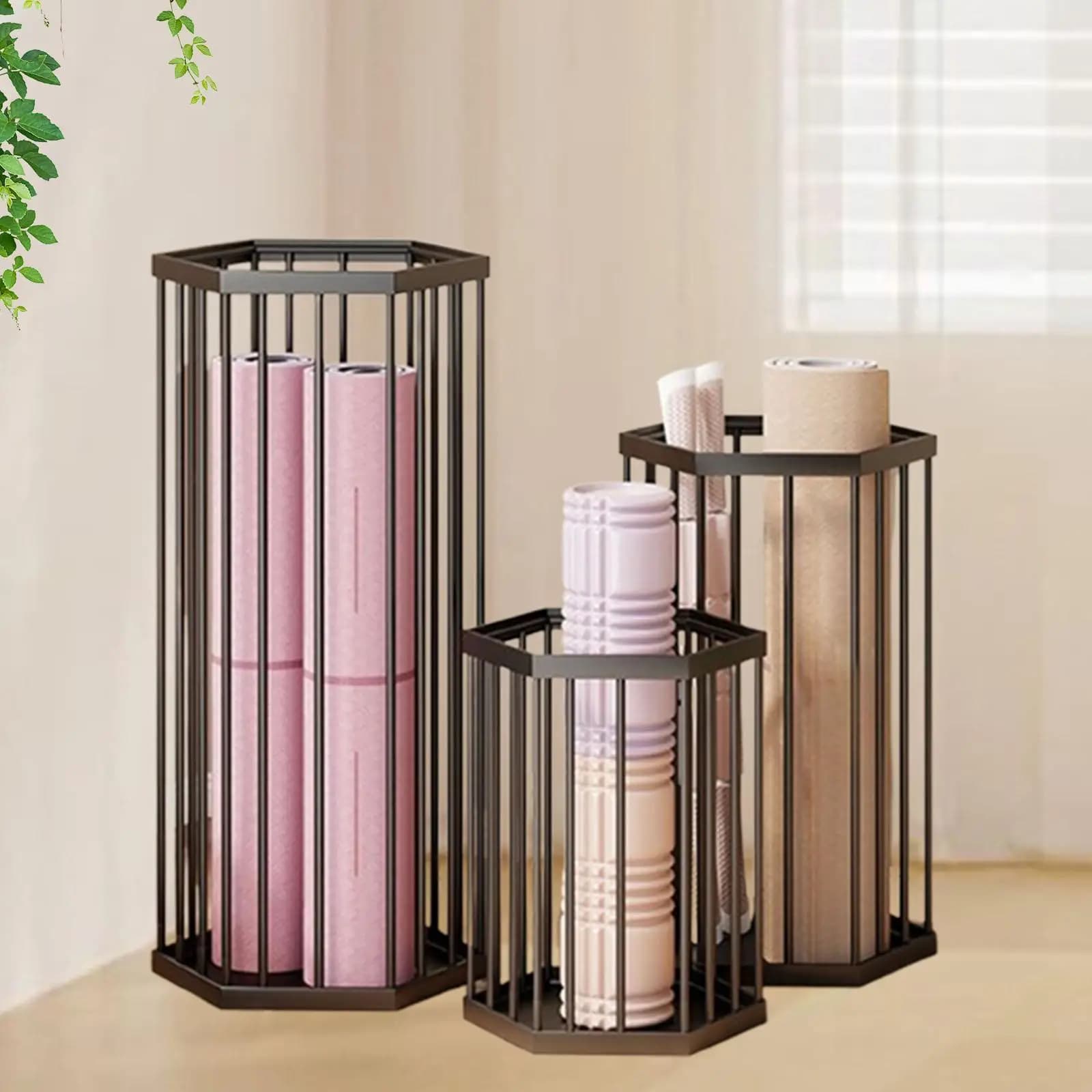 3x Yoga Mat Storage Rack Dumbbell Rack Iron Corner Shelf Home Gym Storage Rack Weight Rack for Yoga Block Kettlebells Home