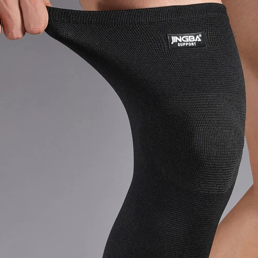 Ginocchiere Professionali in Nylon a Compressione Nere, Fascia Elastica per Ginocchio, Protezione Rotula Unisex