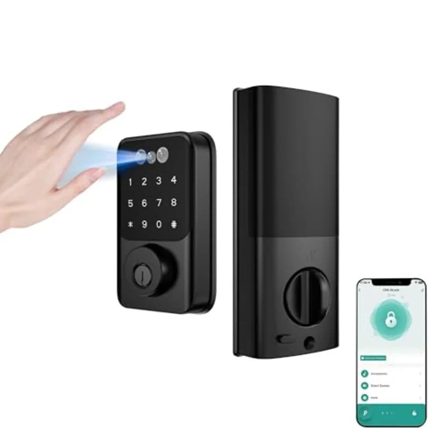 Serratura Intelligente Nera con Riconoscimento delle Vene Palmari - Serratura Intelligente con Riconoscimento Facciale e Impronta Digitale, Ingresso Senza Chiave, Wi-Fi Integrato