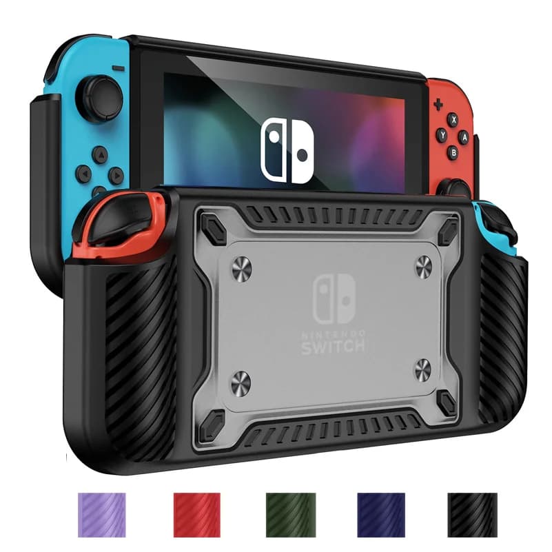 Custodia per Nintendo Switch Guscio protettivo OLED per console Switch OLED Cover posteriore antiurto PC rigido trasparente + capsule in silicone morbido
