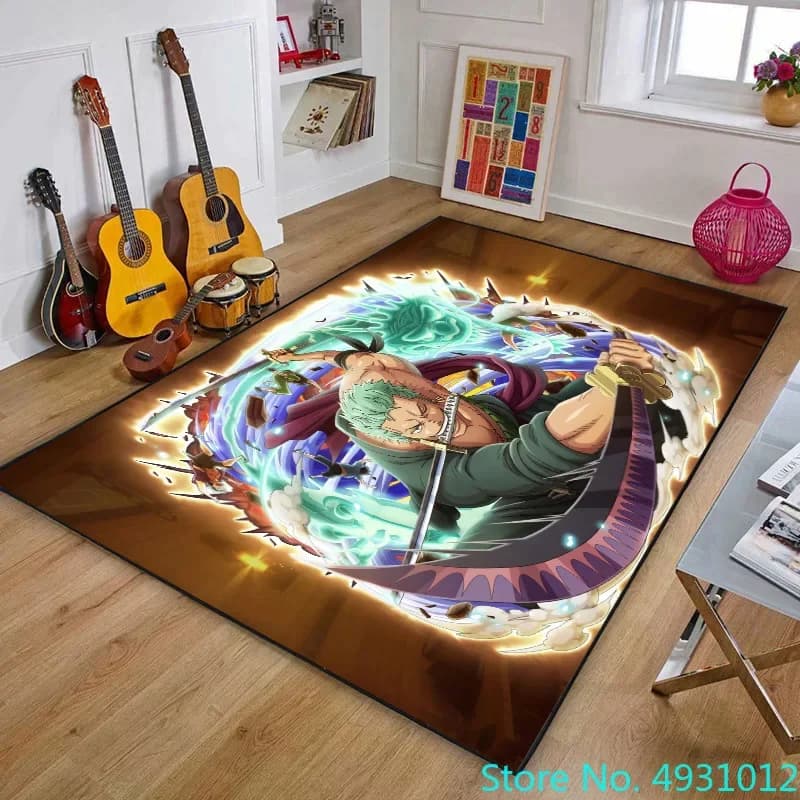3D Carpet One Piece Zoro Eight Hundred Worry Swords Anime Living Room Bedroom Decoration Rug Kids Child Anti Slip Crawling Mat