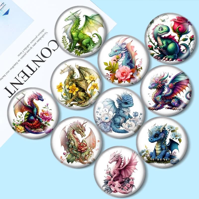 Cabochon in vetro Dragon Floreale 12/18/20/25mm per bracciali, ciondoli, anelli, orecchini e componenti per la creazione di gioielli