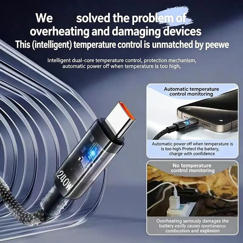 * New Sale 240W USB Cable Fast Charging For Smartphone 1 Meter /2 Meters Type-C Data Cable