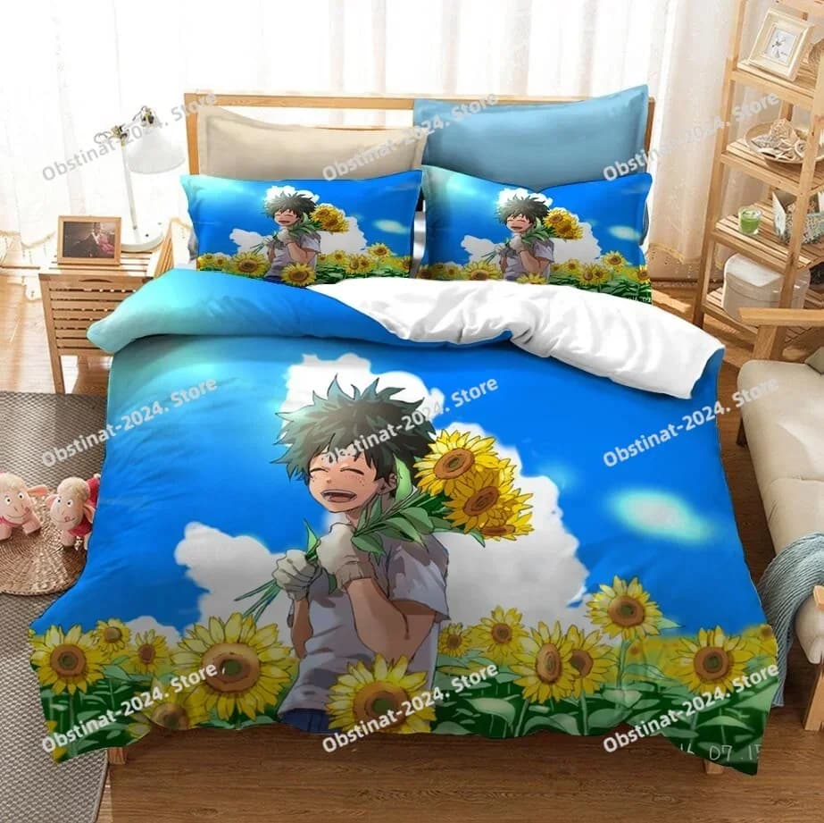 Set biancheria da letto Japan Anime My Hero Academia Set letto stampato con federa Copripiumino morbido singolo matrimoniale Queen Super King Size