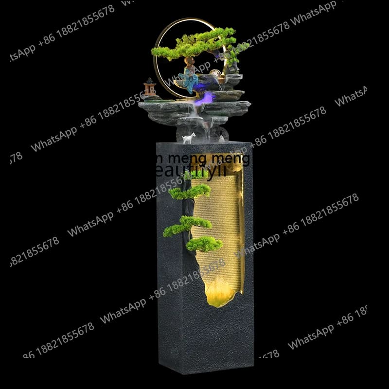 New Chinese Style Landing Artificial Mountain and Fountain Water Curtain Wall Landscape Fortune Living Room Hallway Ornaments