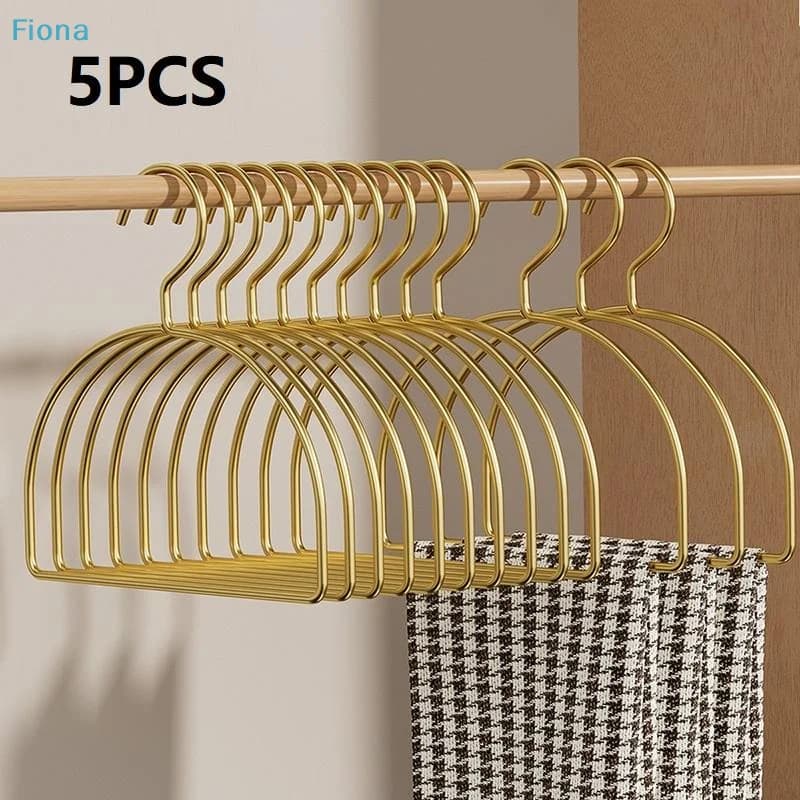 ☭5PCS Gold Iron Half Round Scarf Hangers Pet Clothes Rack Storage Hanger For Pants Towel Tie,Closet Organizer For Adult Kids